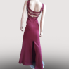 Robe Longue  Style chic red wine with pearls