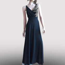 Robe Longue Fleur Noir