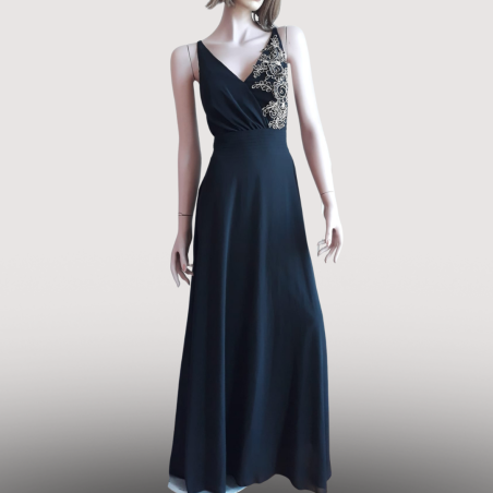 Robe Longue Fleur Noir