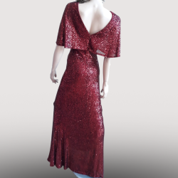 Robe Longue Paillettes Vin Rouge Éblouissante