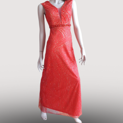 Robe Longue Red pearls with brilliants