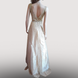 Robe Longue Cincerella crème avec paillettes