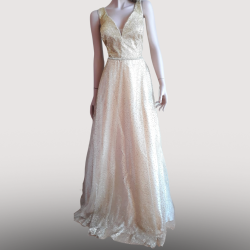 Robe Longue Cincerella crème avec paillettes