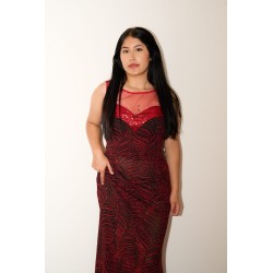 Robe de soirée longue rouge bordeaux à motifs paillettés